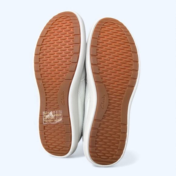 Clarks Women’s Nalle Stride Slip-On Sneakers White Leather Comfort Shoes Size 9 - Picture 7 of 13